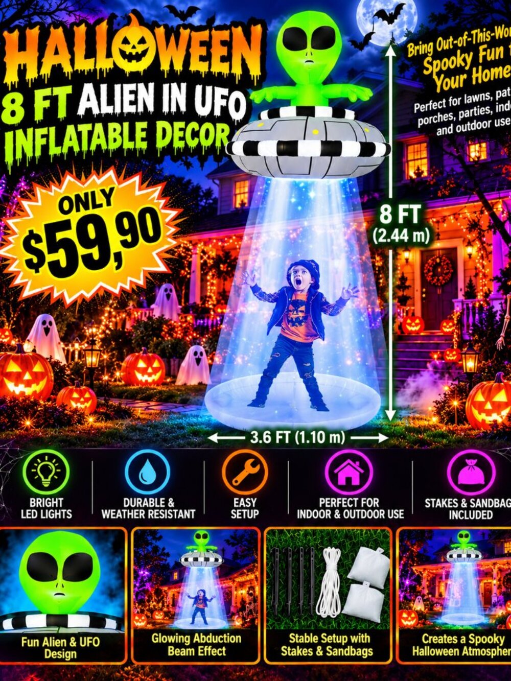 SEASONBLOW 8ft Inflatable Halloween